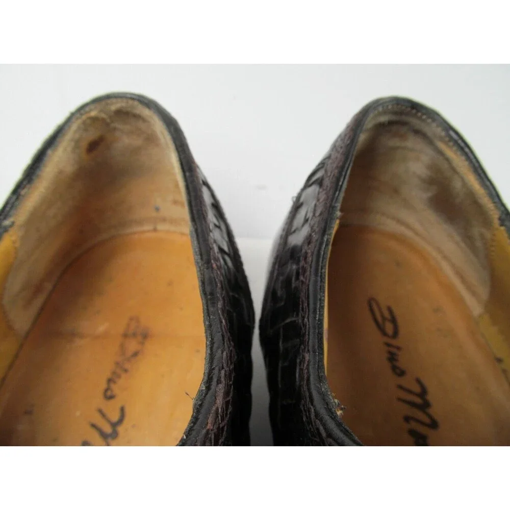 Dino Monti Ante Vintage Mens Black Leather Woven Lace Up Oxfords Size US 9 D